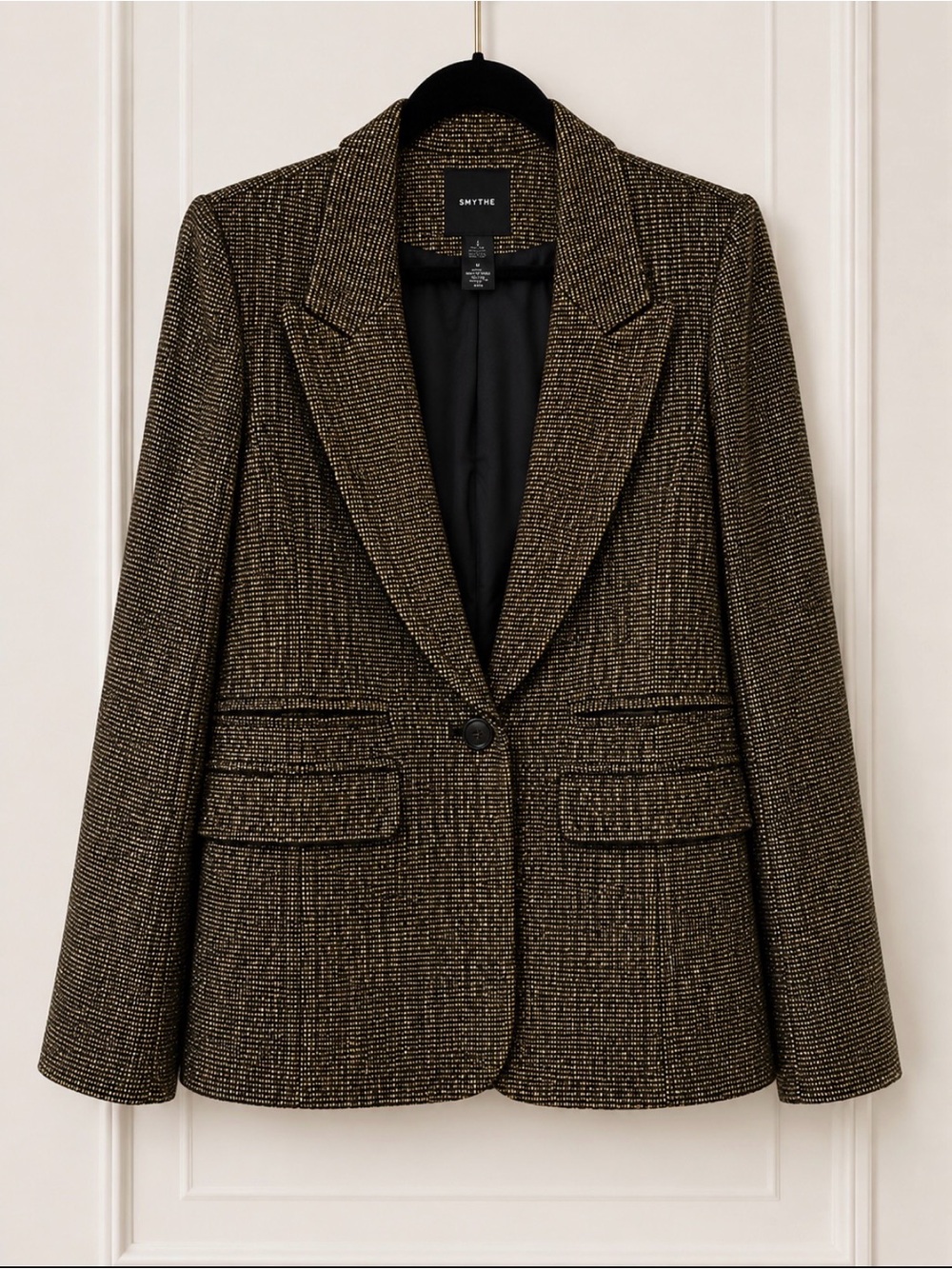 SMYTHE Black & Gold Tweed Blazer – Size 12